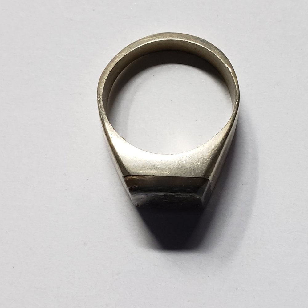 Silvertone Abalone Slice Men's Ring - image 6